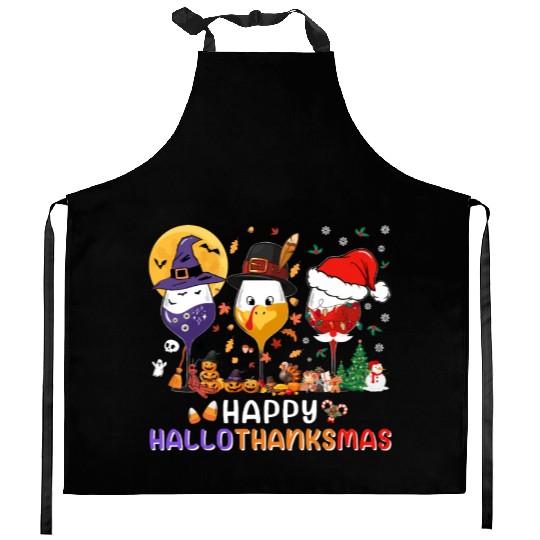 Hallothanksmas Halloween Thanksgiving Christmas Kitchen Aprons