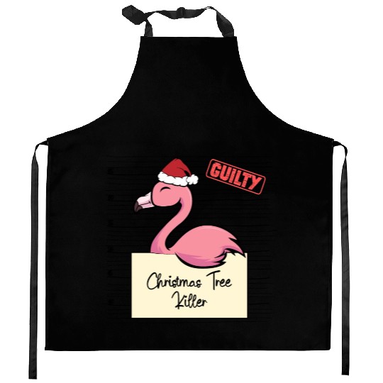 Flamingo christmas funny prison Kitchen Aprons