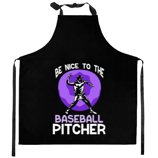 Be Nice To The Baseball Pitcher Hobby Player Kitchen Aprons