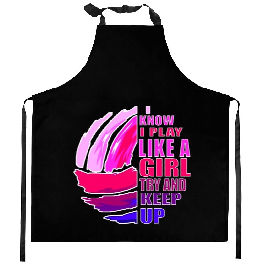 Volleyball Play Like A Girl K Purple Great Kitchen Aprons