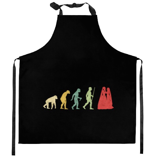 Lesbian Couple Romantic Wedding Wife Evolution Kitchen Aprons