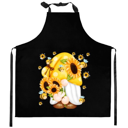 Sunflower Gnome With Bee Kitchen Aprons