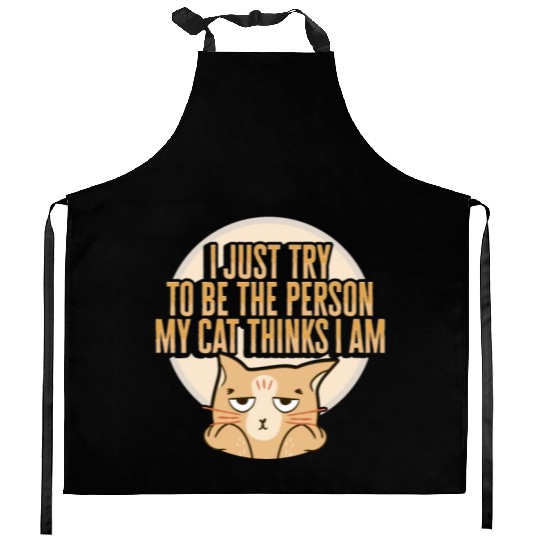 Cat Meme Design for a Cat Lady or Cat Mom Kitchen Aprons