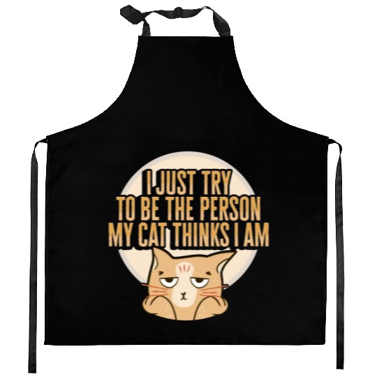 Cat Meme Design for a Cat Lady or Cat Mom Kitchen Aprons