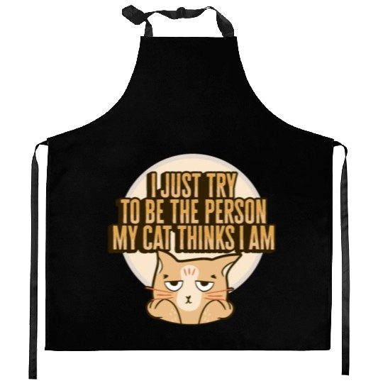 Cat Meme Design for a Cat Lady or Cat Mom Kitchen Aprons