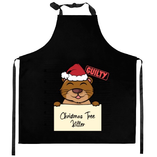 Sea otter christmas funny prison Kitchen Aprons