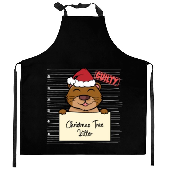 Sea otter christmas funny prison Kitchen Aprons