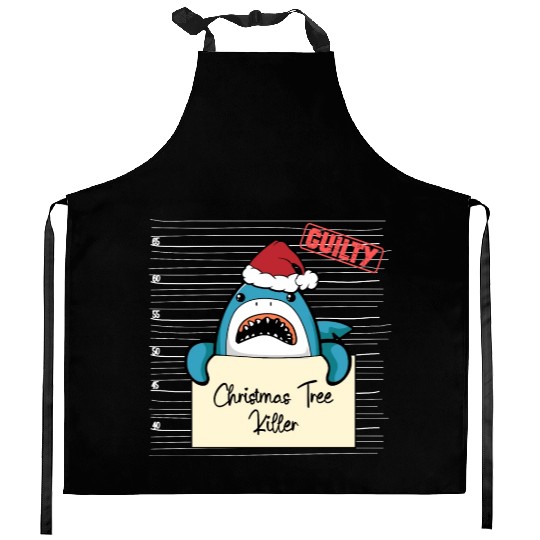 Shark christmas funny prison Kitchen Aprons