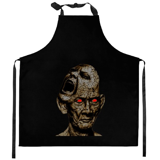 Stoic Old Man With Cracked Leathery Skin Red Eyes Kitchen Aprons