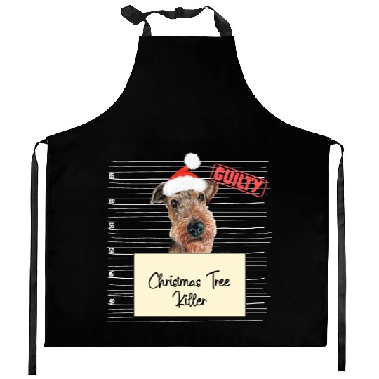 Airedale Terrier christmas funny prison Kitchen Aprons