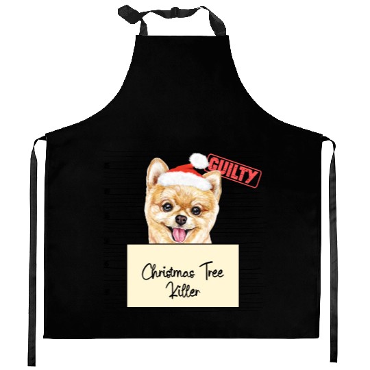 Pommeranian christmas funny prison Kitchen Aprons
