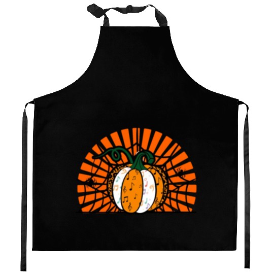 Halloween Music Teacher Kitchen Aprons, Pumpkin Music