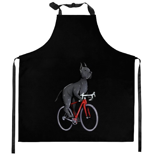 Great Dane Riding Bicycle Cute Biker Cyclist Kitchen Aprons