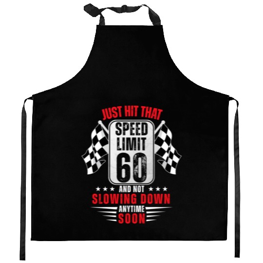 60th Birthday Speed Limit Sign 60 Years Old Racing Kitchen Aprons
