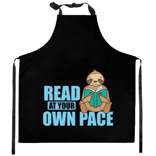 Read at your own Pace Sloth lazy Environment Kitchen Aprons