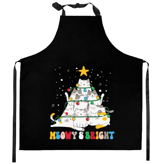 Meowy Catmas Cat Funny Christmas Tree Xmas Girls B Kitchen Aprons