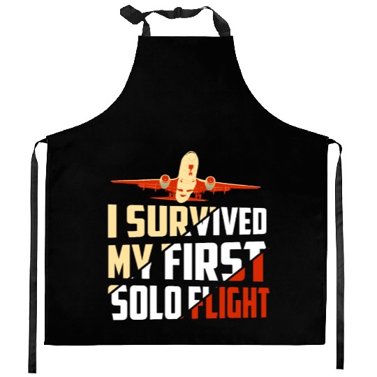 I Survived My First Solo Flight Aviation Kitchen Aprons