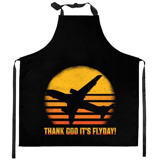 Thank God It's Flyday! Aviation Pilot Airline Kitchen Aprons