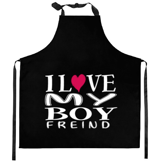 I Love My Boyfriend Kitchen Aprons I Heart My Boyfriend