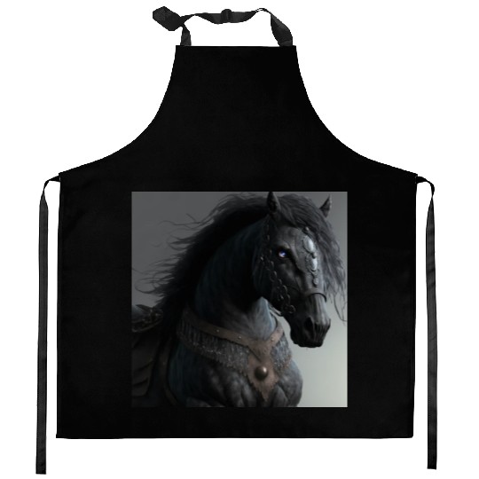 Chaos fantasy beast black horse Kitchen Aprons