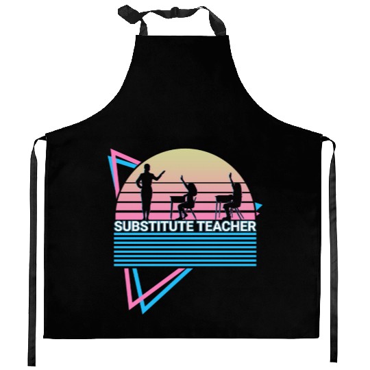 Substitute Teacher Retro Kitchen Aprons