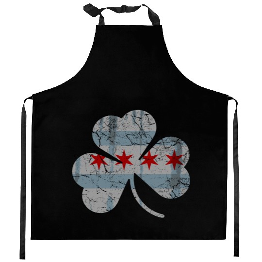 Chicago Flag Shamrock Irish St Patricks Kitchen Aprons