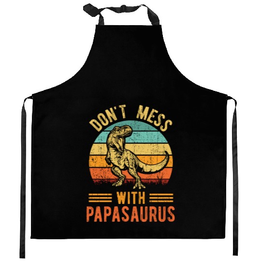 Papa Dad Father Dinosaur Funny Design - Papasaurus Kitchen Aprons