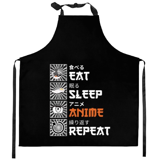 Eat, Sleep, Anime, Repeat - Gift For Christmas Day Kitchen Aprons