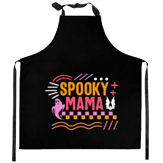 Thanksgiving Halloween Kitchen Aprons, Spooky Mama Ghost