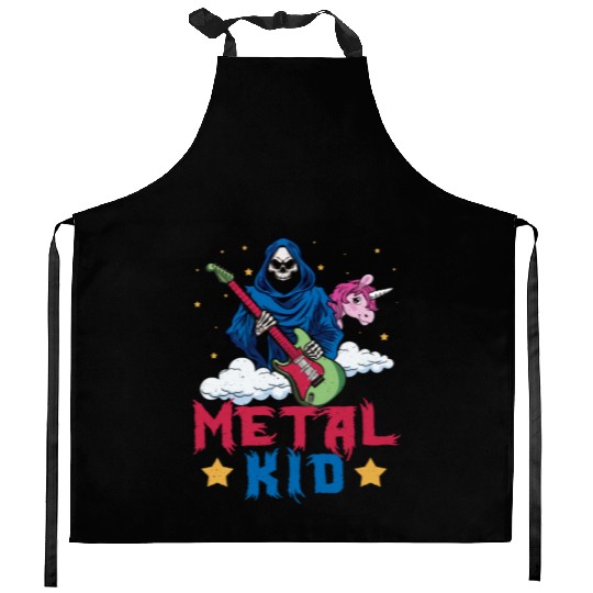 Grim Bone Unicorn Rainbow Metal Rock Metal Kid Kitchen Aprons