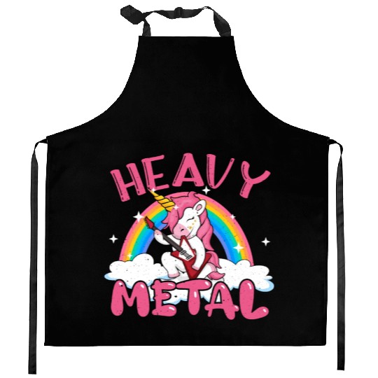 Guitarist Unicorn Rainbow Metal Music Heavy Rock Kitchen Aprons