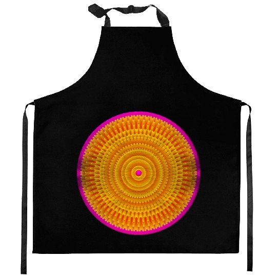 Golden-Pink Geometric Circular Pattern Kitchen Aprons