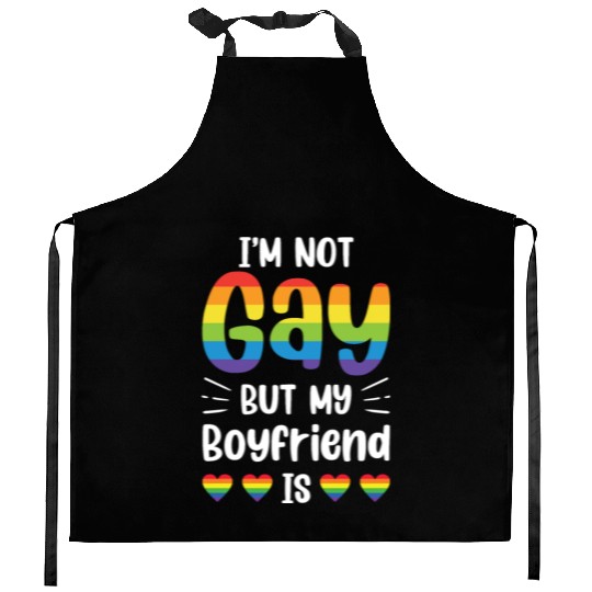 I'm Not Gay But My Boyfriend Is Funny Gay Couple Kitchen Aprons