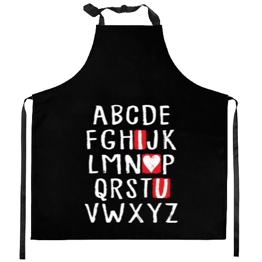 I Love You ABC Alphabet English Teacher Valentines Kitchen Aprons