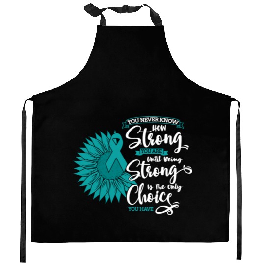 Cervical Cancer Awareness Month Teal Sunflower Kitchen Aprons
