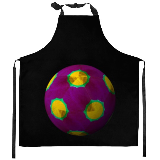 Purple 3D Sphere with Green Symmetric Shape Kitchen Aprons