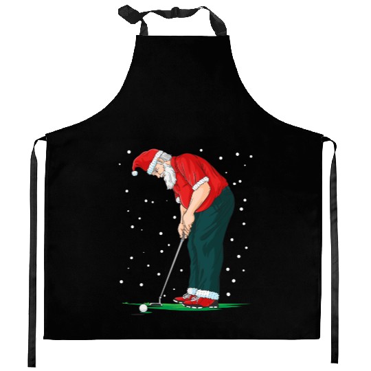 Golf Santa Claus Pun Golfer Gift Golfing Kitchen Aprons