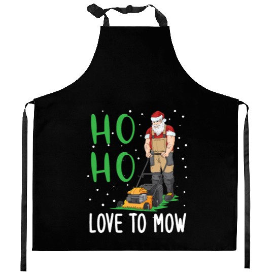 Ho Ho I Love To Mow Lawn Santa Claus Gift Kitchen Aprons