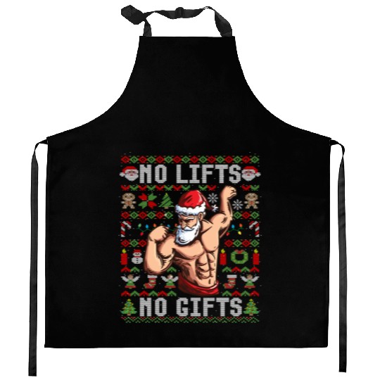 Funny No Lifts No Gifts Ugly Christmas Workout Kitchen Aprons