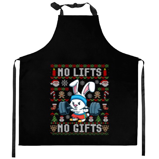 Funny No Lifts No Gifts Ugly Christmas Workout Kitchen Aprons