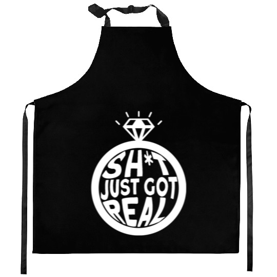 Sh*t Just Got Real - Bride Groom Matching Couple Kitchen Aprons