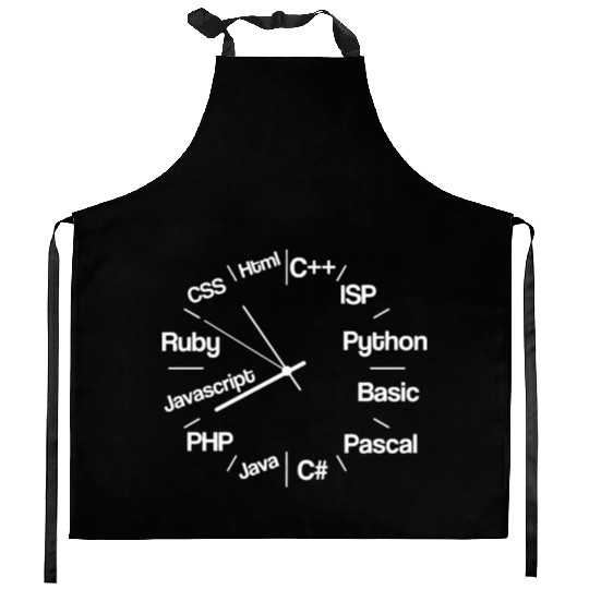 Computer Programmer Clock Programming & Coding No Kitchen Aprons