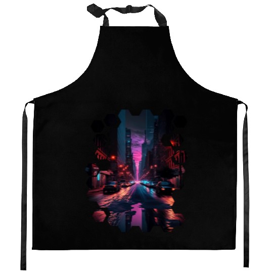 New York Vaporwave Aesthetic Retro Style Love NY Kitchen Aprons