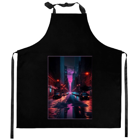 New York Vaporwave Aesthetic Retro Style Love NY Kitchen Aprons