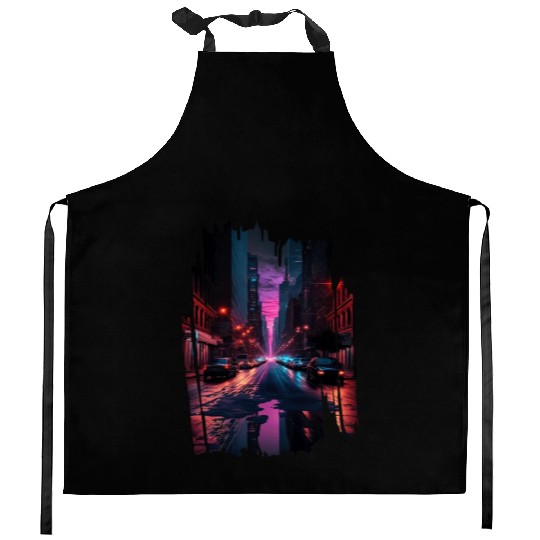 New York Vaporwave Aesthetic Retro Style Love NY Kitchen Aprons