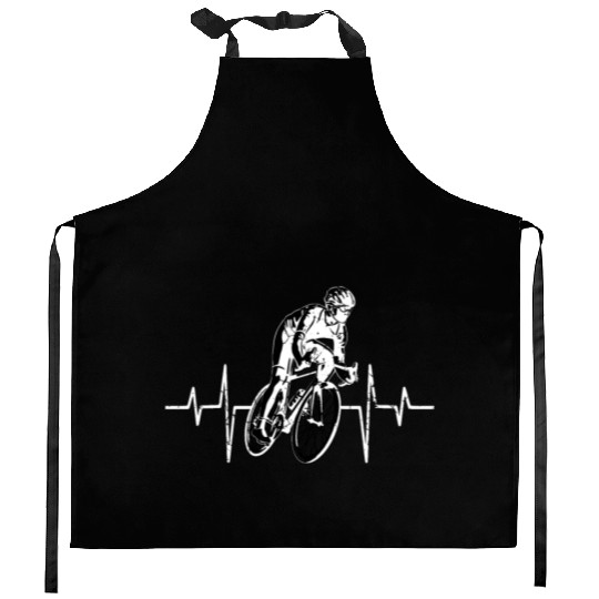 Cycling Heartbeat, Racing lover, Bicycle Line Bike Kitchen Aprons