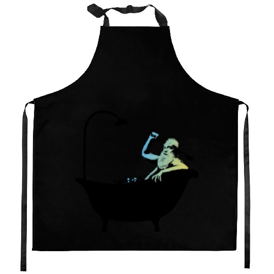 Banksy - Grandpa in the bathtub Kitchen Aprons