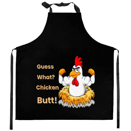 Funny Guess What? Chicken Butt! White Design Kitchen Aprons