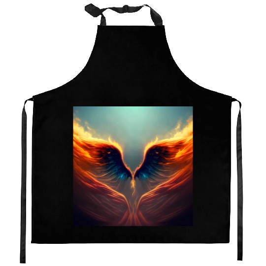 Mashup Epic Wallpaper Flaming Angel Wings Kitchen Aprons