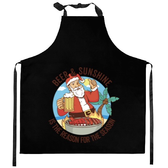 Summer Santa BBQ - Christmas In July Kitchen Aprons